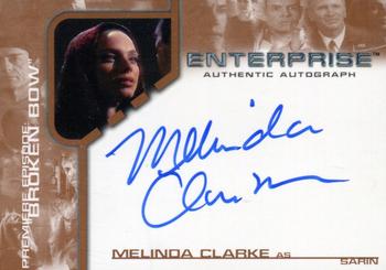 2002 Rittenhouse Star Trek Enterprise Season 1 - Premiere Episode Autographs #BBA7 Melinda Clarke Front