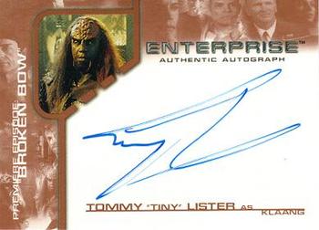 2002 Rittenhouse Star Trek Enterprise Season 1 - Autographs: Premiere Episode #BBA8 Tommy Lister Front