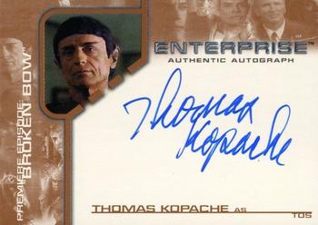 2002 Rittenhouse Star Trek Enterprise Season 1 - Premiere Episode Autographs #BBA9 Thomas Kopache Front