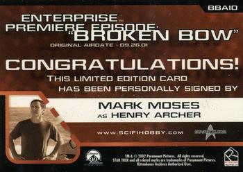 2002 Rittenhouse Star Trek Enterprise Season 1 - Premiere Episode Autographs #BBA10 Mark Moses Back