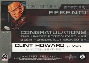2002 Rittenhouse Star Trek Enterprise Season 1 - Aliens of Enterprise Autographs #AA1 Clint Howard Back