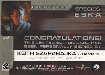 2002 Rittenhouse Star Trek Enterprise Season 1 - Aliens of Enterprise Autographs #AA9 Keith Szarabajka Back
