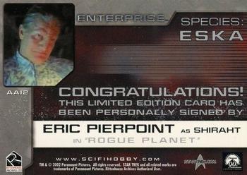2002 Rittenhouse Star Trek Enterprise Season 1 - Aliens of Enterprise Autographs #AA12 Eric Pierpoint Back