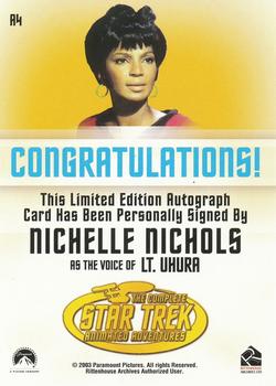 2003 Rittenhouse Star Trek: The Complete Star Trek: Animated Adventures  - Autographs #A4 Nichelle Nichols Back