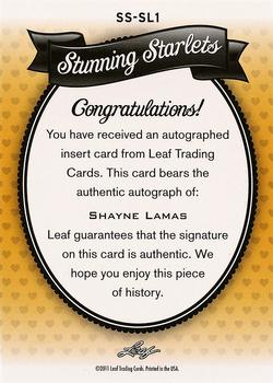 2011 Leaf Pop Century - Stunning Starlets #SS-SL1 Shayne Lamas Back