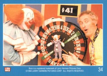 1994 Lime Rock Bozo The Clown #34 Wheel of fortune Back