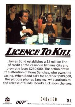 2016 Rittenhouse James Bond 007 Classics - Licence to Kill Throwback Gold #31 James Bond establishes Back