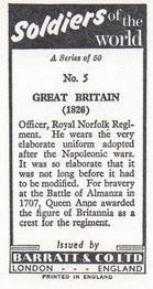 1966 Barratt Soldiers of the World #5 Great Britain (1826) Back