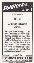 1966 Barratt Soldiers of the World #31 United States (1876) Back