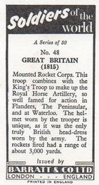 1966 Barratt Soldiers of the World #48 Great Britain (1815) Back