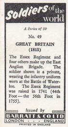 1966 Barratt Soldiers of the World #49 Great Britain (1815) Back