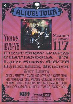 2009 Press Pass Kiss Tour Edition #4 Alive! Tour Back