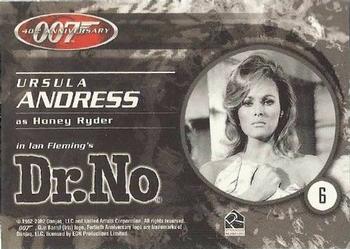 2002 Rittenhouse James Bond 'Dr. No' Commemorative #6 Ursula Andress as Honey Ryder Back