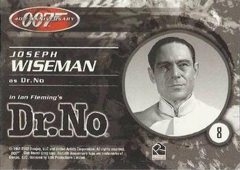 2002 Rittenhouse James Bond 'Dr. No' Commemorative #8 Joseph Wiseman as Dr. No Back