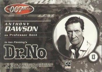 2002 Rittenhouse James Bond 'Dr. No' Commemorative #13 Anthony Dawson as Professor Dent Back