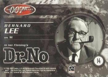 2002 Rittenhouse James Bond 'Dr. No' Commemorative #14 Bernard Lee as M Back
