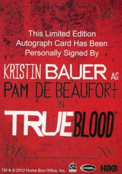 2013 Rittenhouse True Blood Archives - Autographs #NNO Kristin Bauer Back