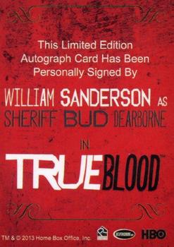 2013 Rittenhouse True Blood Archives - Autographs #NNO William Sanderson Back