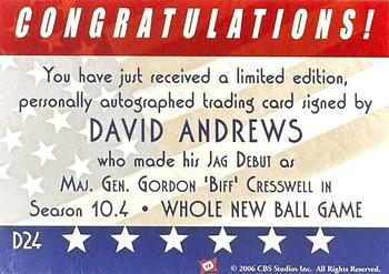 2006 TK Legacy JAG Premiere Edition - Debut Autographs #D24 David Andrews Back