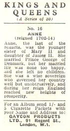 1961 Gaycon Kings and Queens #16 Anne Back