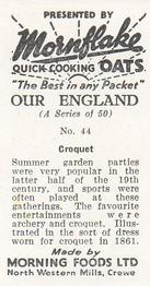 1955 Morning Foods Mornflake Oats Our England #44 Croquet Back