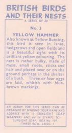 1961 Sunlight Soap British Birds and Their Nests #3 Yellow Hammer Back