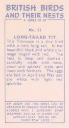 1961 Sunlight Soap British Birds and Their Nests #11 Long-Tailed Tit Back