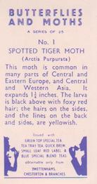 1960 Swettenhams Tea Butterflies and Moths #1 Spotted Tiger Moth Back