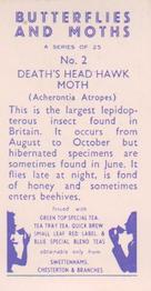 1960 Swettenham Tea Butterflies and Moths #2 Death's Head Hawk Moth Back
