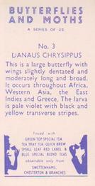 1960 Swettenham Tea Butterflies and Moths #3 Danaus Chrysippus Back