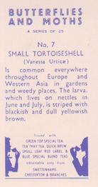 1960 Swettenhams Tea Butterflies and Moths #7 Small Tortoiseshell Back