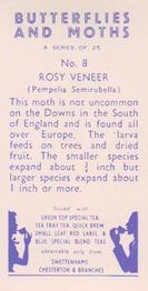 1960 Swettenham Tea Butterflies and Moths #8 Rosy Veneer Back