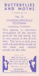 1960 Swettenhams Tea Butterflies and Moths #13 Crimson Speckled Footman Back