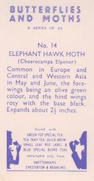 1960 Swettenhams Tea Butterflies and Moths #14 Elephant Hawk Moth Back