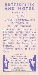 1960 Swettenhams Tea Butterflies and Moths #19 Green Humming-Bird Hawkmoth Back