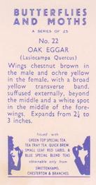 1960 Swettenhams Tea Butterflies and Moths #22 Oak Eggar Back