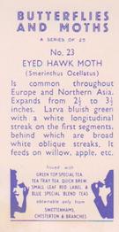 1960 Swettenhams Tea Butterflies and Moths #23 Eyed Hawk Moth Back