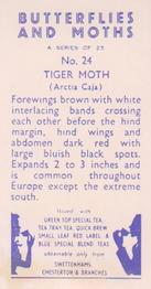 1960 Swettenhams Tea Butterflies and Moths #24 Tiger Moth Back
