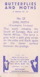 1960 Swettenhams Tea Butterflies and Moths #25 Owl Moth Back