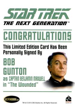 2015 Rittenhouse Star Trek: The Next Generation Portfolio Prints Series One - Autographs (Classic Design) #NNO Bob Gunton Back
