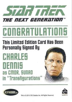 2015 Rittenhouse Star Trek: The Next Generation Portfolio Prints Series One - Autographs (Classic Design) #NNO Charles Dennis Back