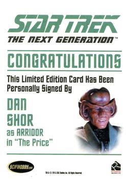 2015 Rittenhouse Star Trek: The Next Generation Portfolio Prints Series One - Autographs (Classic Design) #NNO Dan Shor Back