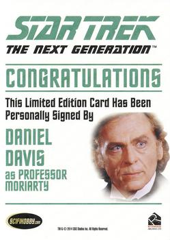 2015 Rittenhouse Star Trek: The Next Generation Portfolio Prints Series One - Autographs (Classic Design) #NNO Daniel Davis Back