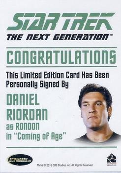2015 Rittenhouse Star Trek: The Next Generation Portfolio Prints Series One - Autographs (Classic Design) #NNO Daniel Riordan Back