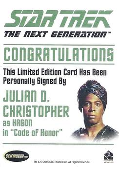 2015 Rittenhouse Star Trek: The Next Generation Portfolio Prints Series One - Autographs (Classic Design) #NNO Julian D. Christopher Back