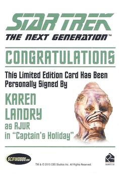 2015 Rittenhouse Star Trek: The Next Generation Portfolio Prints Series One - Autographs (Classic Design) #NNO Karen Landry Back