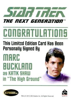 2015 Rittenhouse Star Trek: The Next Generation Portfolio Prints Series One - Autographs (Classic Design) #NNO Marc Buckland Back