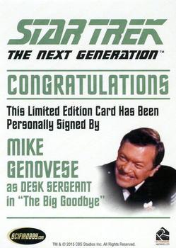 2015 Rittenhouse Star Trek: The Next Generation Portfolio Prints Series One - Autographs (Classic Design) #NNO Mike Genovese Back