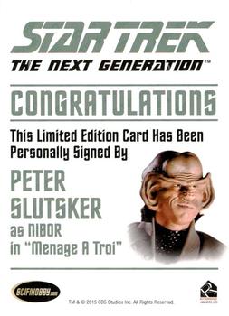 2015 Rittenhouse Star Trek: The Next Generation Portfolio Prints Series One - Autographs (Classic Design) #NNO Peter Slutsker Back