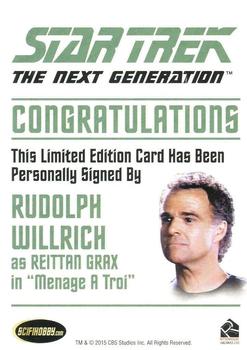 2015 Rittenhouse Star Trek: The Next Generation Portfolio Prints Series One - Autographs (Classic Design) #NNO Rudolph Willrich Back